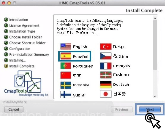 Elegir idioma de descarga CmapTools para Mac